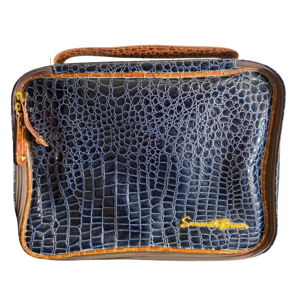 Samantha Brown Navy Croc Embossed Travel Organizer Case with 4 Removable Pouches